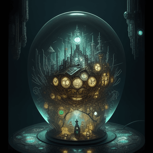 AI generated: By Alexander Jansson and Android Jones || A HUGE beautiful intricate resin ring with sci-fi LEDs, ma...