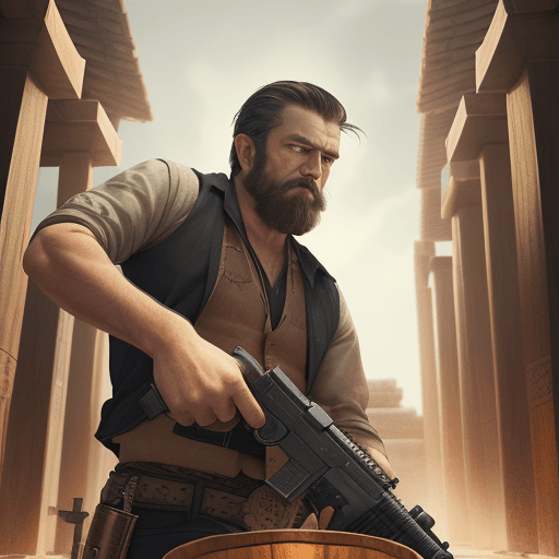 AI generated: a man puts the barrel of his pistol to his temple
