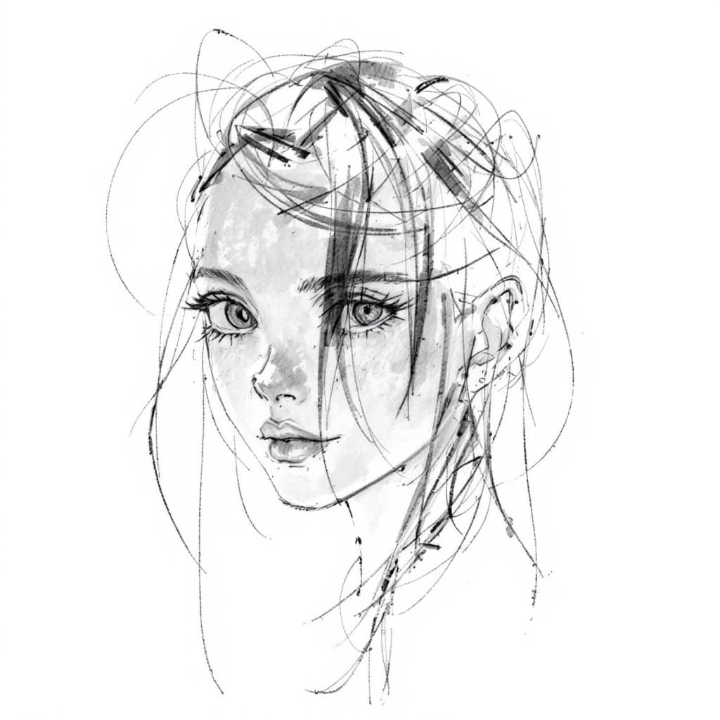 AI generated: charcoal girl drawing