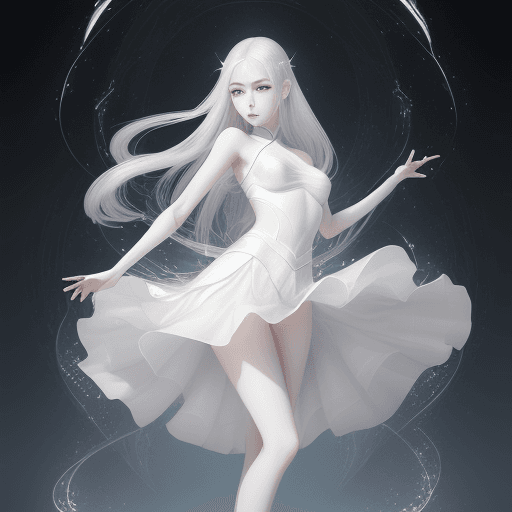 AI generated: a gorgeous girl with delicate features,full body,sliver big eyes,pale white skin,Gauze skirt, slende...