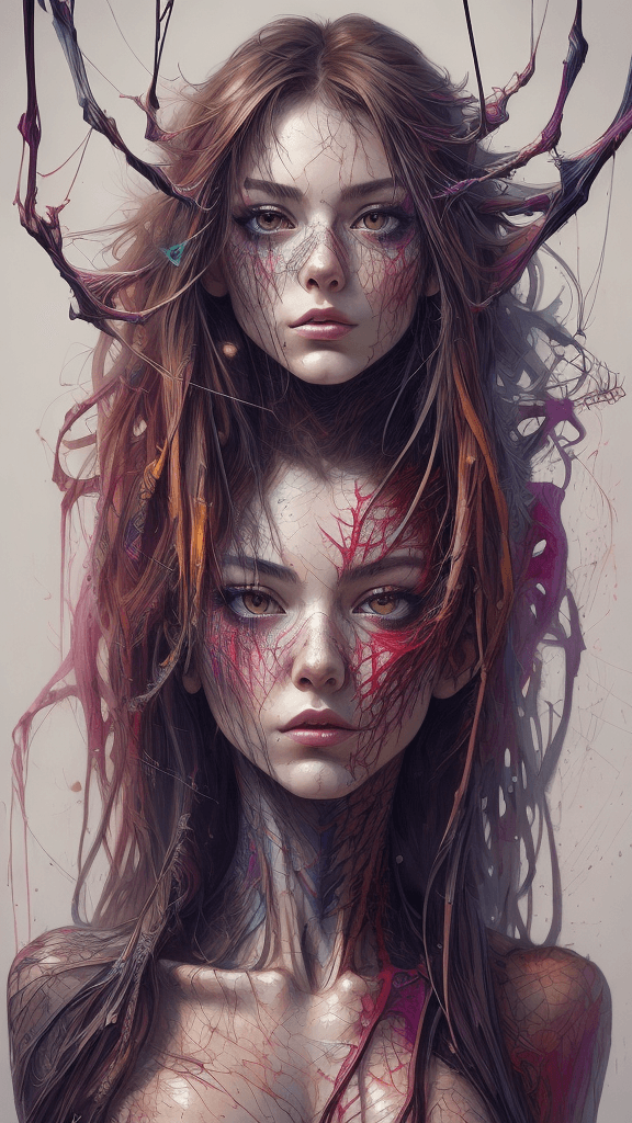 AI generated: Art by Carne Griffiths, Spider-Girl, perfect face, perfect body, Knitting clothes, perfect digital p...