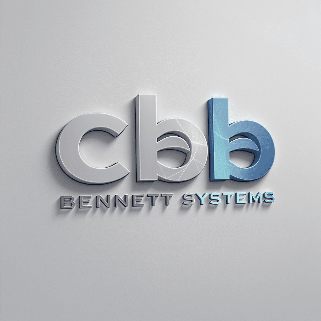 AI generated: create a 3d word logo for a tech company charles H bennett systems
