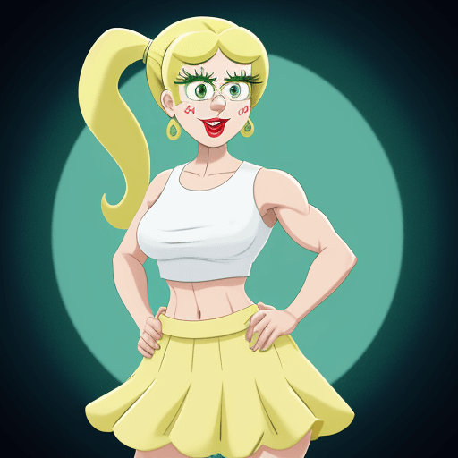 AI generated: A Patricia Star from the cartoon show SpongeBob Squarepants, her face is neutral, she has yellow pig...