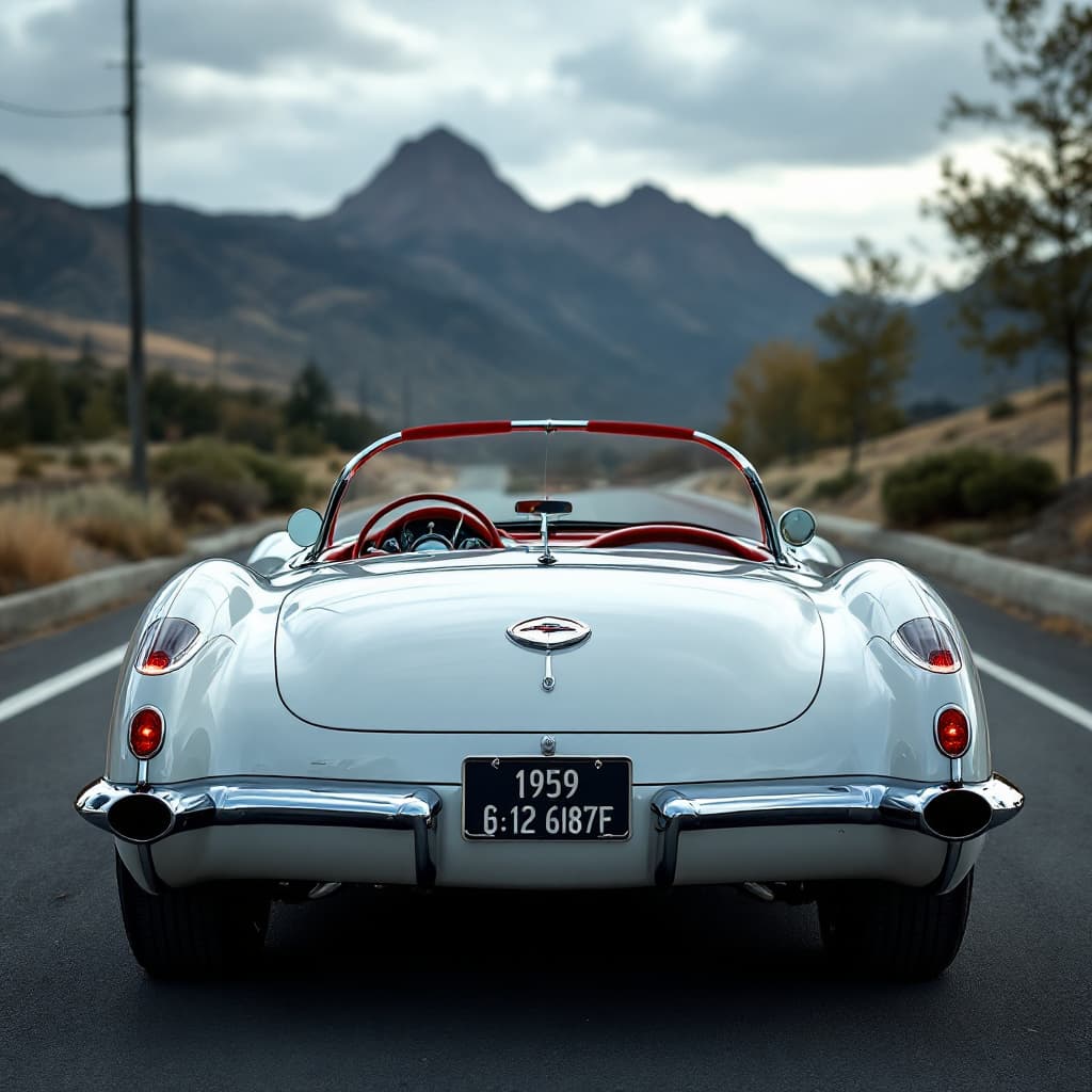 AI generated: Hyper realistic rear view of 1959 chevy corvette