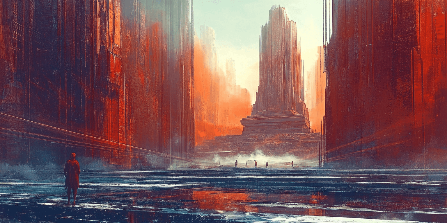 AI generated: A vast and desolate gothic landscape, where towering ruins stretch into an endless mist. The sky is ...