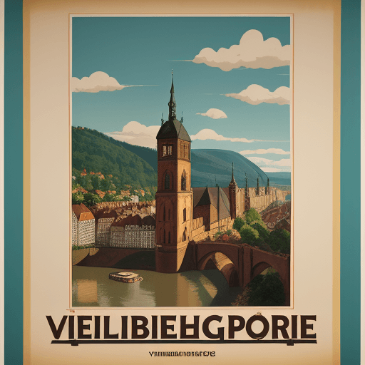 AI generated: vinatge travel poster heidelberg