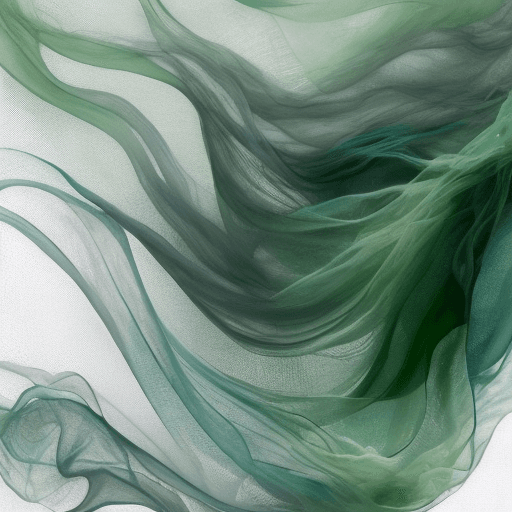 AI generated: pastel greens and silvers colour smoke sculpture portrait of a woman, in the style of flowing fabric...