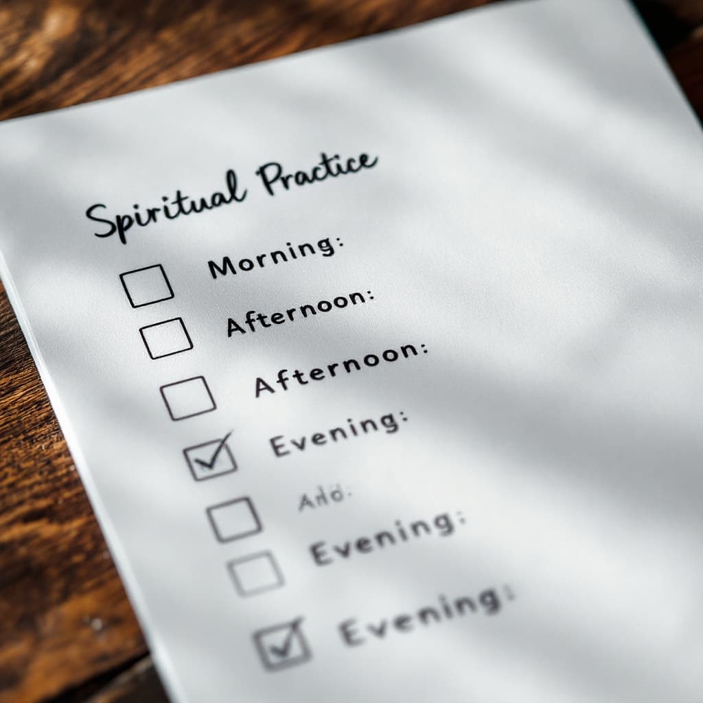 AI generated: A simple checklist or calendar with small icons for morning, afternoon, and evening practicesCatego...