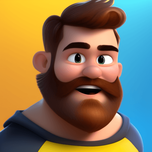 AI generated: cartoon 3D sunny bright Pixar-style image : 20 years old: light brown beard : freckles : super hero ...