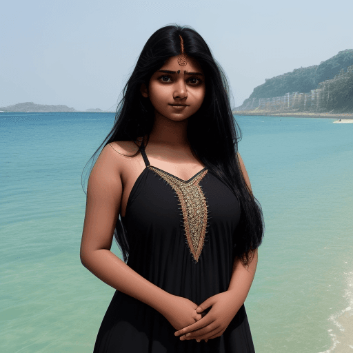 AI generated: indian girl, 18-24 year old, black long hair ,big body, beautiful face, standing, beautiful swimming...
