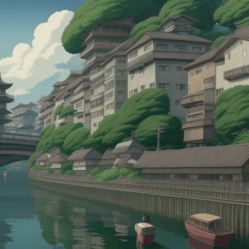 AI generated: city,Spirited Away,Studio Ghibli by Miyazaki Hayao HD 4K --ar 9:16