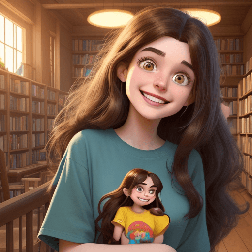 AI generated: A high-detail Pixar-style, especially Wreck-It Ralph style woman cartoon character with long brown h...