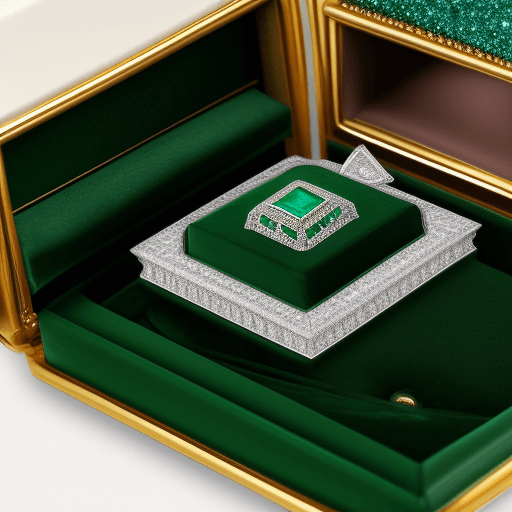 AI generated: Create a highly realistic promotional image of a luxury jewelry box that opens to reveal its content...