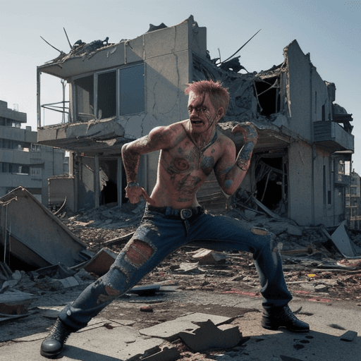 AI generated: Dynamic action pose punk figure in Todd McFarlane's gritty style, Rose draws.' a vibrant color palet...