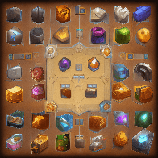 AI generated: video games icons, 2d icons, rpg, world of warcraft icons, league of legends icons, fantasy, graphic...