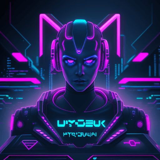 AI generated: cyberpunk programming logo, synthwave, neon, imaginative, hyperrealistic, ultra high quality