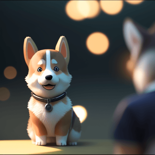 AI generated: imagine/high quality/a real girl with long and curly hair girl is holding her corgi with brown, whit...
