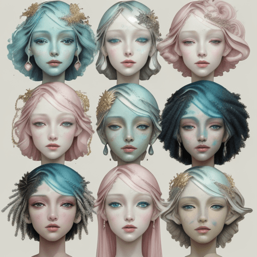 AI generated: An abstract mixed media painting featuring an array of human faces, each with unique expressions and...