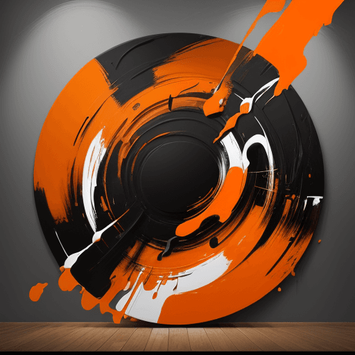 AI generated: the painting is colored in orange, black and yellow, in the style of complex compositions, dark whit...
