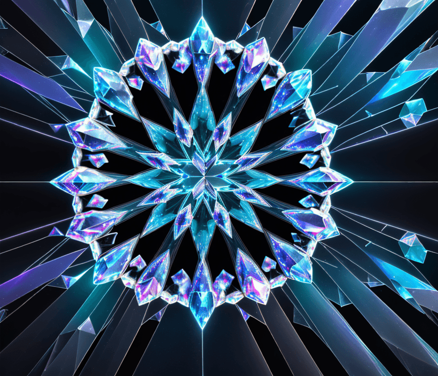AI generated: "An enigmatic construct of crystalline structures, refracting and reflecting light in mesmerizing pa...
