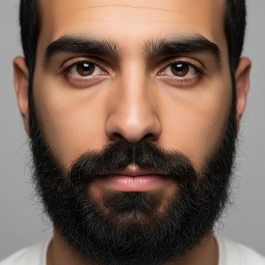 AI generated: photograph of Middle Eastern male subject from the year 33 A.D., age 30-35. FOREHEAD: Medium height ...