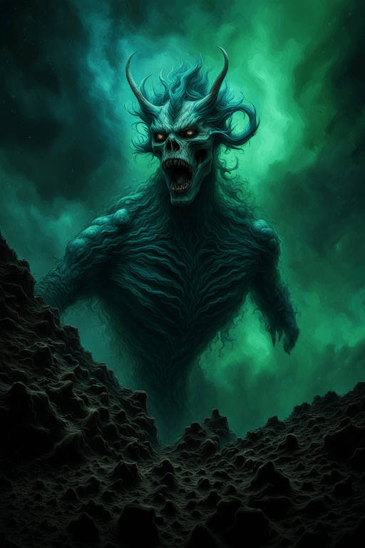 AI generated: death shadow nightmare ethereal beast, floating into the abyssal heights, nebula, cinematic, dreamin...