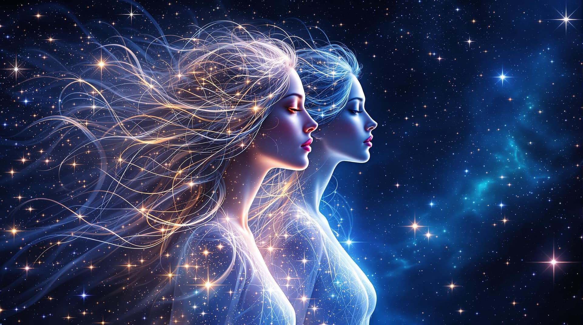 AI generated:  This digital is an image into an image duplicated artwork features a celestial zodiac theme with  e...