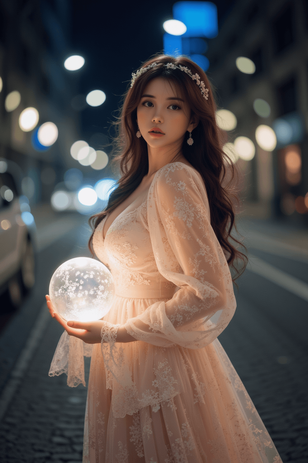 AI generated: A full-body ultra-realistic editorial photo of a well-figured and delicate face young East Asian wom...