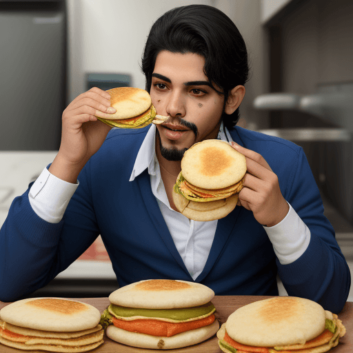 AI generated: esqueleto venezolano comiendo arepas