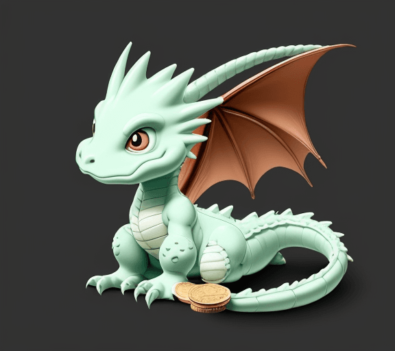AI generated: cartoon baby dragon with coin body only the lines so i can paint it and fit the canvas with white ba...