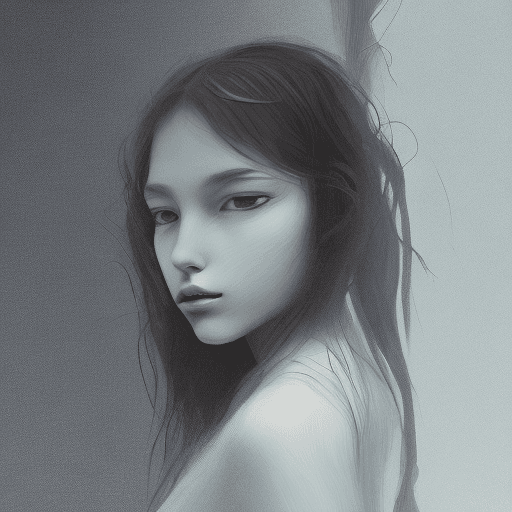 AI generated: blurry image of a girl, in the style of minimalist beauty, androgynous, light black, mote kei, seren...