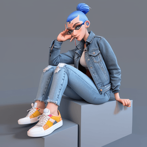 AI generated: create a 3d illustration of an animated character sitting casually on top of a social media logo ins...