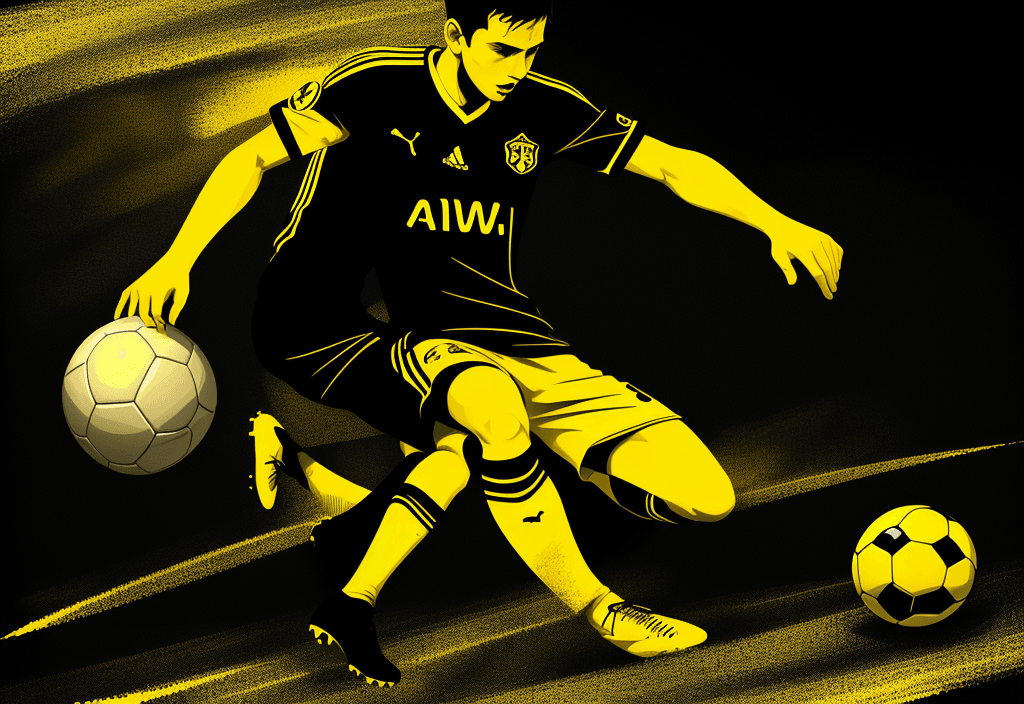 AI generated: Illustration of soccer, black and yellow tones