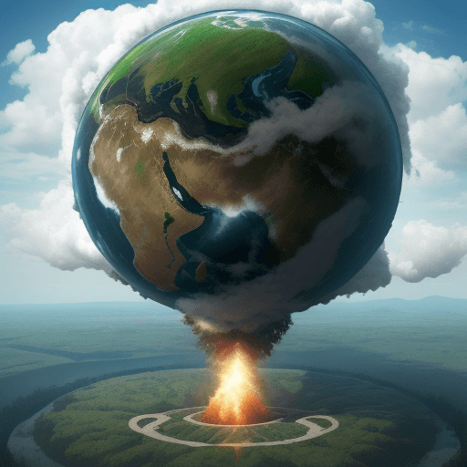 AI generated: "Find an image that illustrates environmental devastation caused by deforestation, pollution, and th...