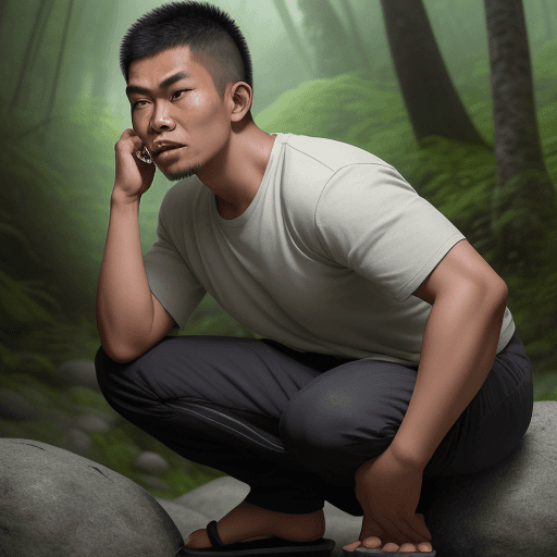 AI generated: an Indonesian guy, opened his mouth as wide as possible, until his teeth were visible, the guy put o...