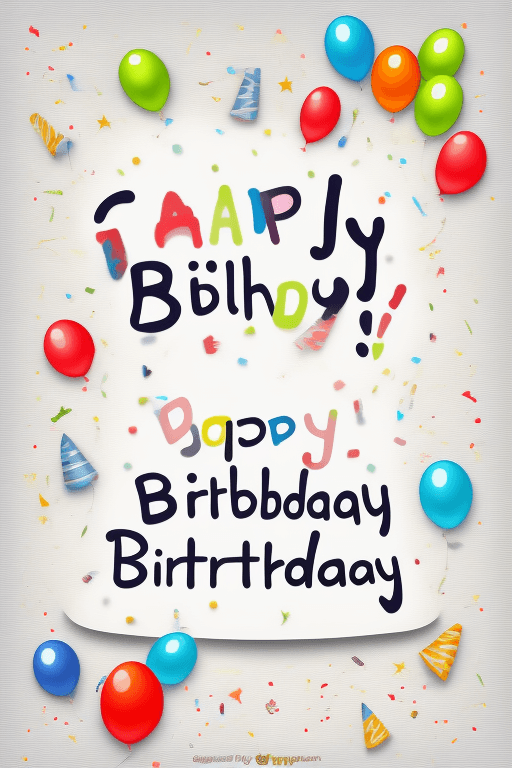 AI generated:  happy birthdaytext, realistic , high detail, white background