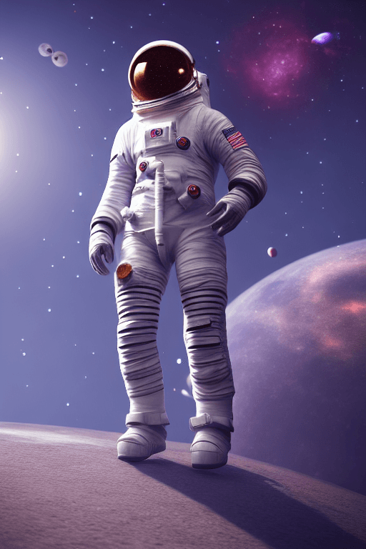 AI generated: astronaut made of star dust, floating, space, galaxy, unreal engine, full body, smoke, light rays, p...