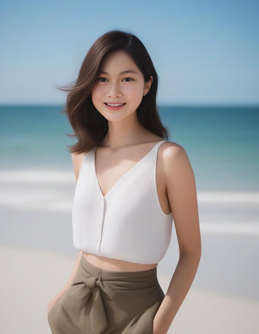 AI generated: 
una gata en la playa