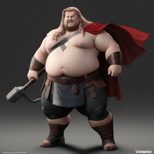 AI generated: a fat Thor from Marvel, realistic, full body, HD --ar 2-3