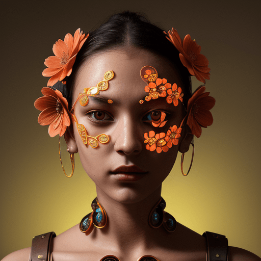 AI generated: ultra detailed,  lilly,   gold-tipped petals, orange, burgundy , brown, cyborg, highfashion, flowers...