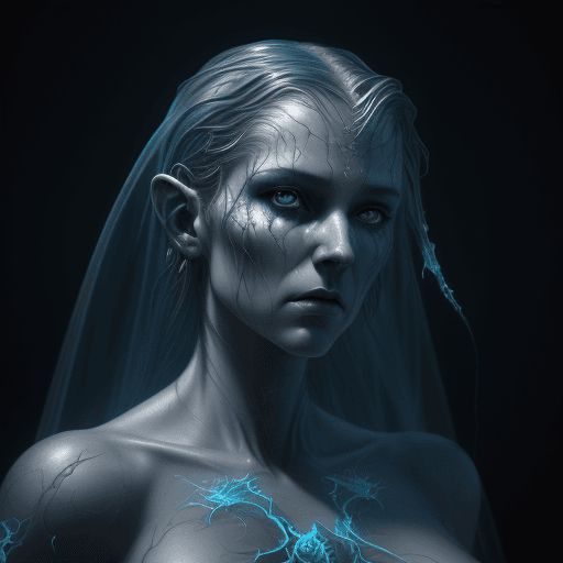 AI generated: High resolution, fantasy realism, inspired by Gerald Brom, Banshee, ghostly skin, beautiful face, hy...