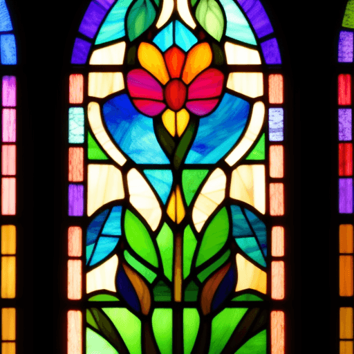 AI generated: flower, stained glass tiffany, minimalism, ukrainian folklore, simple 