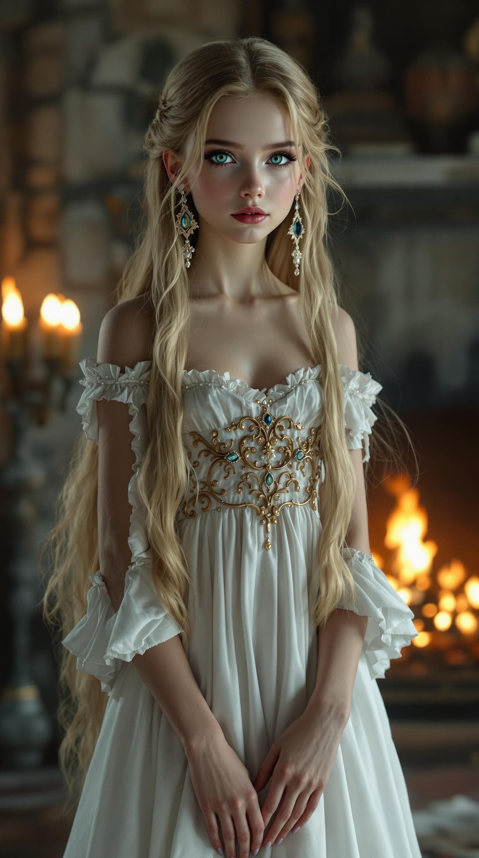 AI generated: a professional photo of a exceptionally of the most beautiful girl in the world, Transylvanian vampi...