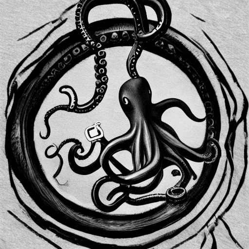 AI generated: Octopus with a padlock between the tentacles human version


