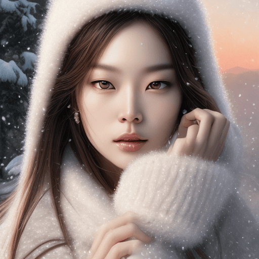 AI generated: close-up photo, in the style of xiaofei yue, snow scenes, steve hanks, white and silver, normcore, c...