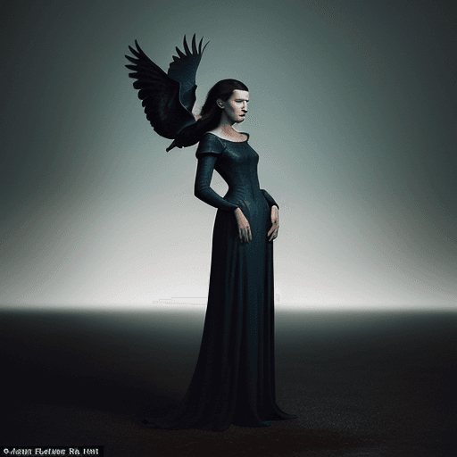 AI generated: A silhouette of a woman of dark fantasy standing on the ground, in the style of dark navy and dark e...