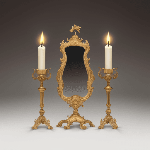 AI generated: a rococo full of details and curves 
candlestick for 5 candles

