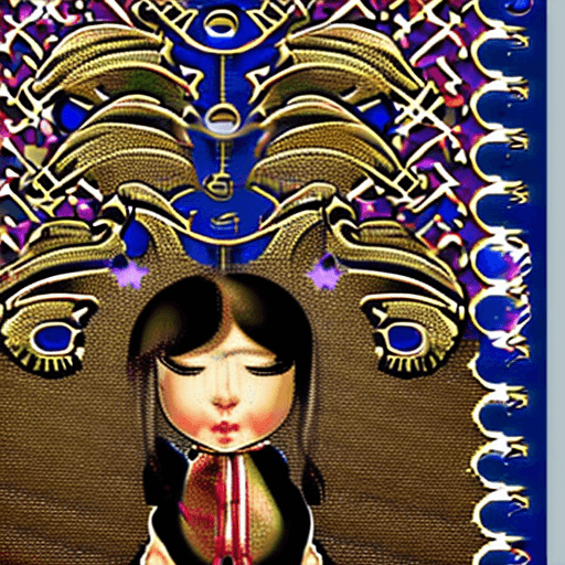 AI generated: a dark haired girl dressed in an asian style, in the style of subtle ink application, appropriation ...