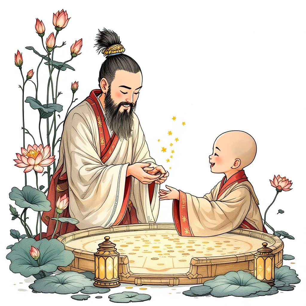 AI generated: Chinese Taoist priests provide believers with spiritual divination tools. There are spiritual rostru...