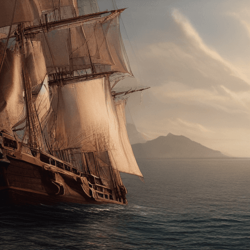 AI generated: Photo of a ultra realistic sailing ship, dramatic light, pale sunrise, cinematic lighting, battered,...